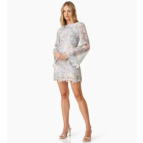 Elliatt Jacinta Lace Long Sleeve Mini Dress in Taupe Multi NWT Size S - Image 9