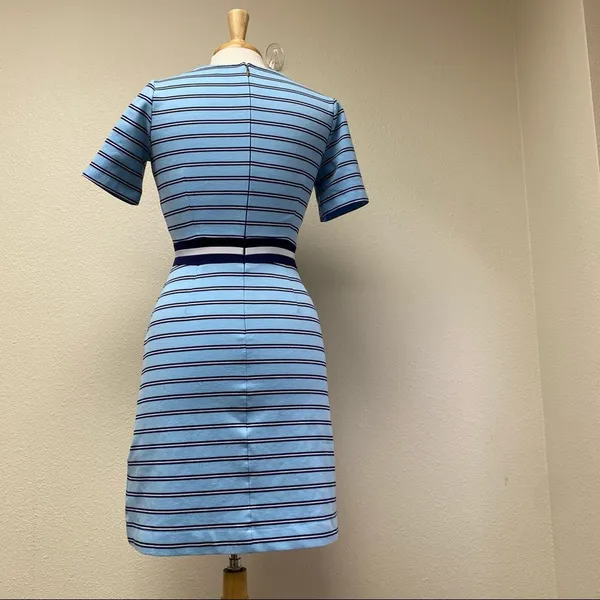 Draper James DRK0400 Blue Striped V Neck Fit Flare Dress XS - Image 3