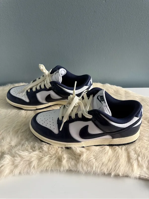 Nike Women’s Dunk Low Premium Vintage Navy White Sneakers - Image 4