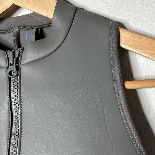 NEW Skims Grey Chalk Rubberized Scuba Swim Zip Up Mock Neck Dress Sporty - Image 11
