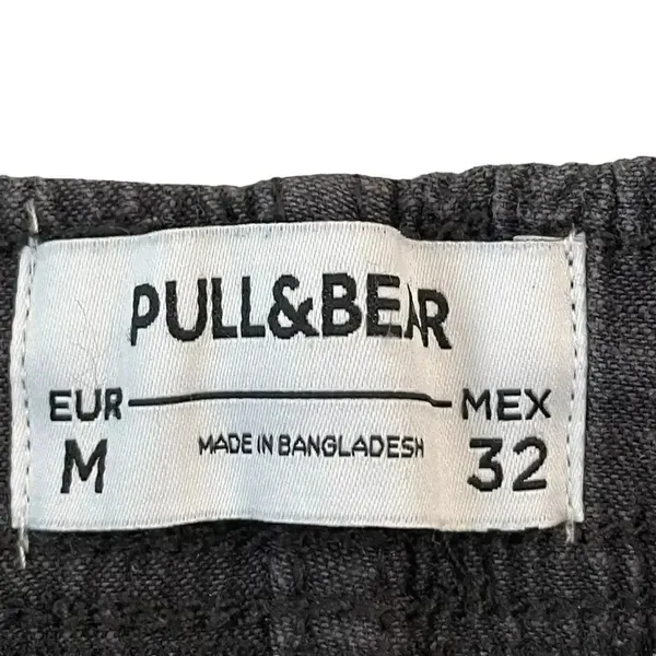 Pull & Bear Charcoal Cotton Side Pockets Elastic Drawstring Unisex Short Pants M - Image 4