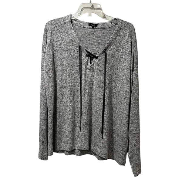 RAILS Leigh V-neck Velvet-ties Long-sleeve Top In Melange Gray Size Large Soft!‎ - Image 3