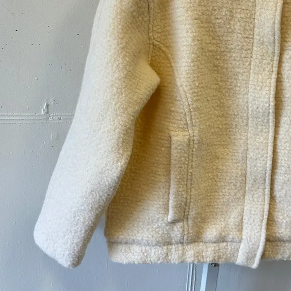 Abercrombie & Fitch Cream Wool Blend Sherpa Bomber Jacket Mock Neck Size Medium - Image 5