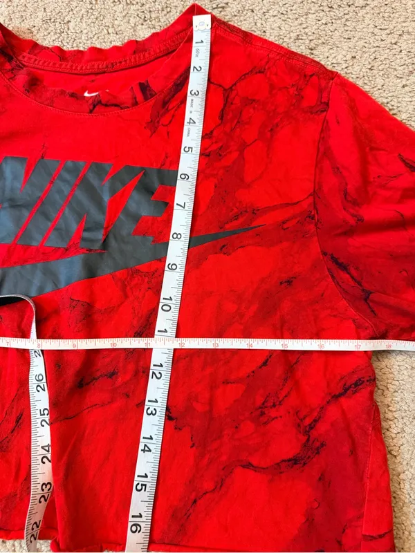 Nike Red & Black Marbled Crop Tee 🖤❤️ | M - Image 5