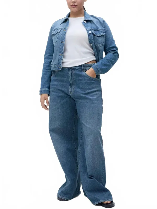 Mango High-Waisted WideLeg Jeans NWT Elise Medium Blue Size 14 (EUR 46) - Image 4