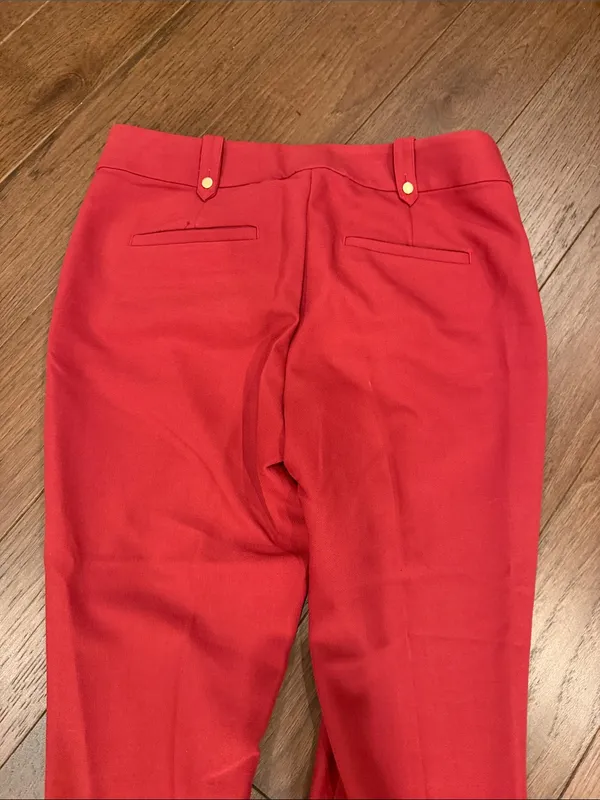 LOFT Slim Ankle Pants Plum Red Gold Button Detail Women’s Size 6 - C54-127 - Image 6