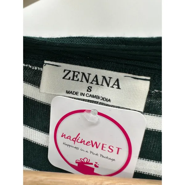 Zenana Green White‎ Striped Button Down V Neck Cardigan Top Womens Small NWT - Image 5