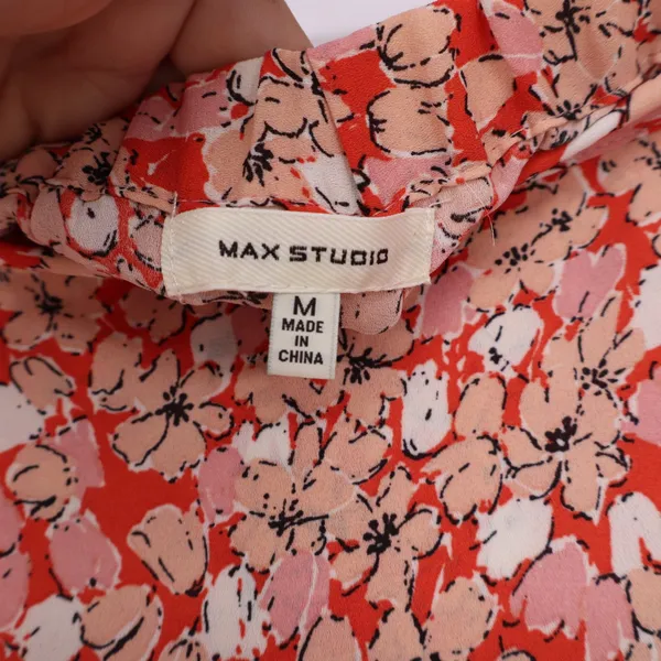 Max Studio Skirt Women's M Floral Ruffle High-Low Orange Pink Excellent - Image 2