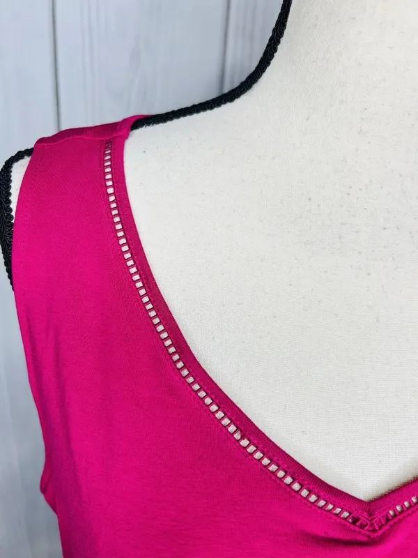Chico's Sleeveless V-Neck Tank Top Size 3 XL Hot Pink Minimalist Capsule Rayon - Image 4