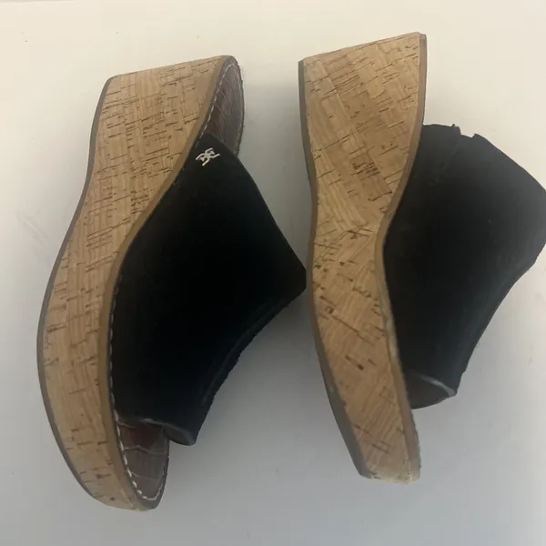 Sam Edelman Ranger Black Suede Wedge Sandals Women’s US 7.5 3” Heel Boho Chic - Image 3