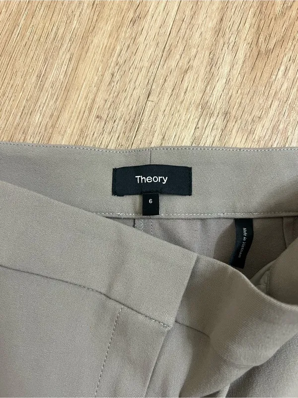 Theory Taupe Cropped Straight-Leg Pants - Image 6