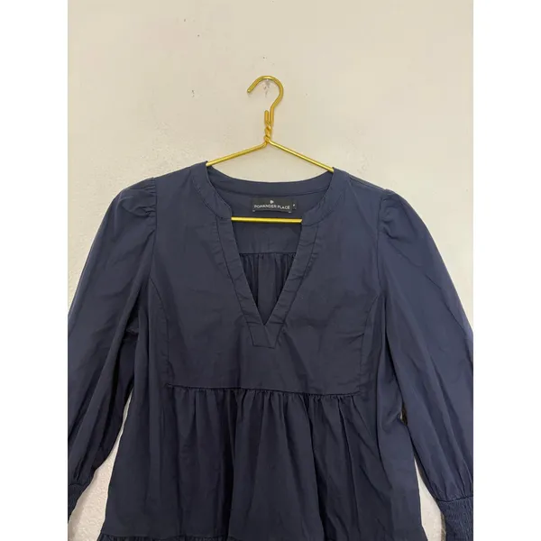 Tuckernuck Pomander Place Navy Cotton Poplin Kenzo Mini Dress Size Medium - Image 5