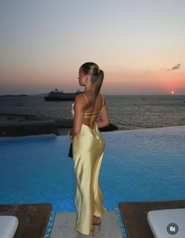 Zara maxi dress flowy butter yellow satin effect wedding evening party - Image 3
