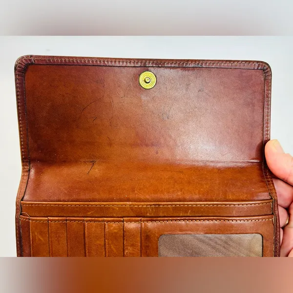 Vintage Dooney & Bourke All Weather Leather Checkbook Wallet, Taupe/British Tan - Image 8