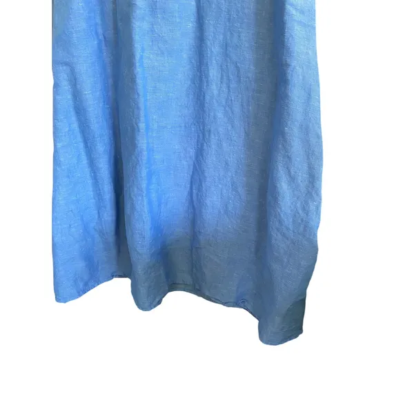 Uniqlo Linen Blend Blue Cap Sleeve A-Line Midi Dress Size Medium - Image 5