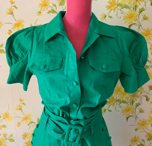 High waist Belted pants and top matching set green size M - Image 14