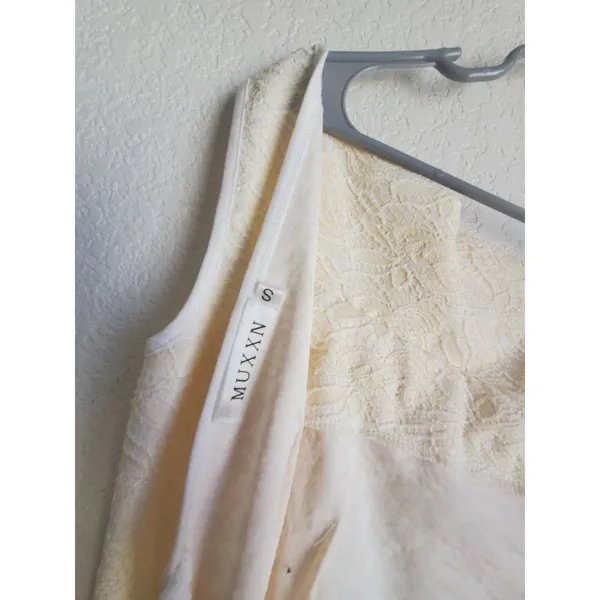 Muxxn White Dress Women Size Small Fit Flare Cream White Boat Neck Mermaid Prom - Image 13