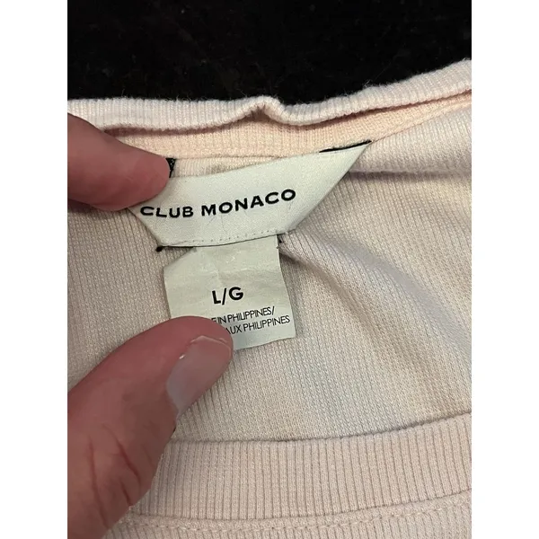 Club Monaco Shirt Womens Large Pink Basic Crew Neck Cropped Stretch Tee Top - Image 6