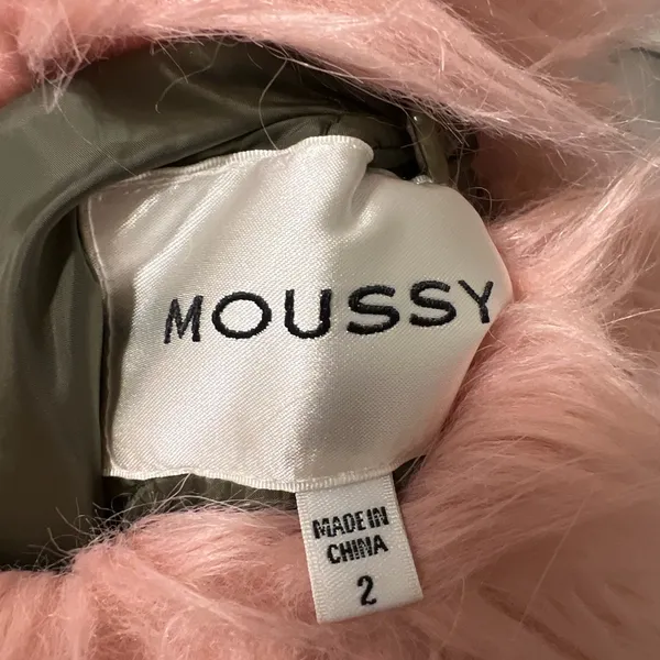 Moussy Utility Army Green Pink Fur‎ Military Patchwork Jacket Parka Size 2 - Image 13