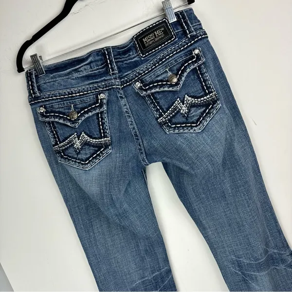Miss Me Irene Bootcut Jeans Sz 31 Womens Distressed Faded Stitch Denim - Image 9