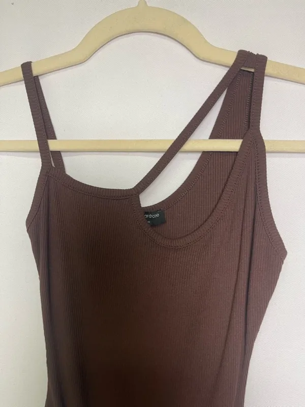 Naked Wardrobe Brown Ribbed Tank Top Bodysuit - Image 4