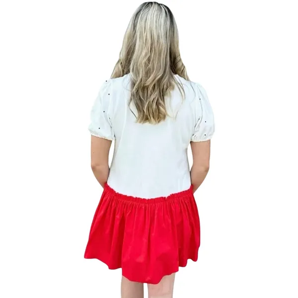 Peach Love Born To Sparkle Dress Womens Medium White Red Fourth‎ of July Festive - Image 12