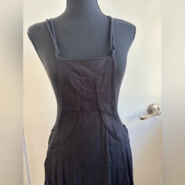 Anthropologie NEW WITH TAGS Cotton Bib‎ Overall Midi Dress 8 boho minimalist - Image 4