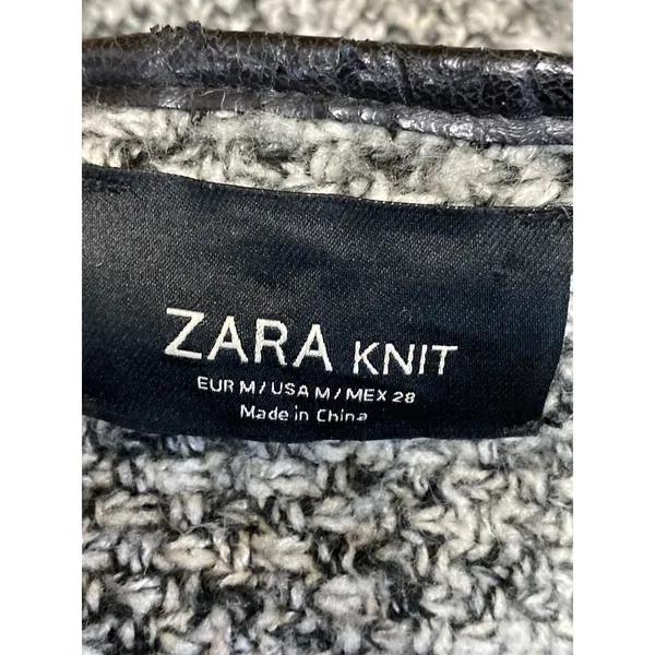 Zara Women's Marled Gray Wool Knit Long Sleeve Cardigan Sweater Coat Jacket Sz M - Image 6