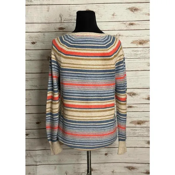 L.L. Bean textured multicolored striped long sleeve pullover sweater Size XS - Image 5