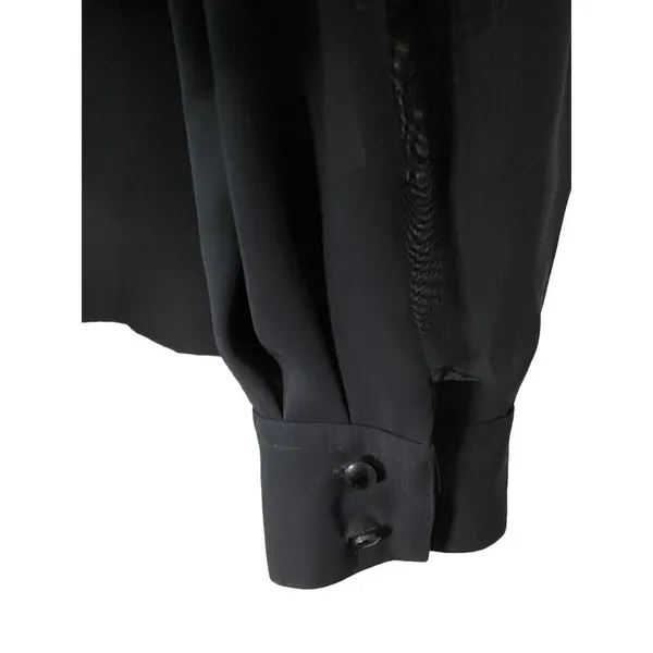 New Jouer black chiffon long sleeve shirt with gold embroidery Sz 6‎ - flawed - Image 3