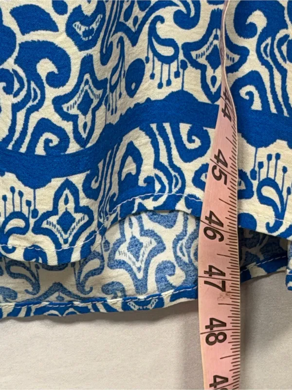 Entro Shirt Dress Women Size S Blue White Ikat Print Midi Side Pockets - Image 8