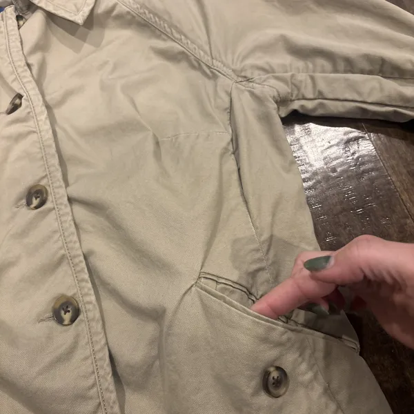 Converse‎ One Star Junior Large 100% Cotton Cute Khaki Jacket~Button Up~Pockets - Image 4