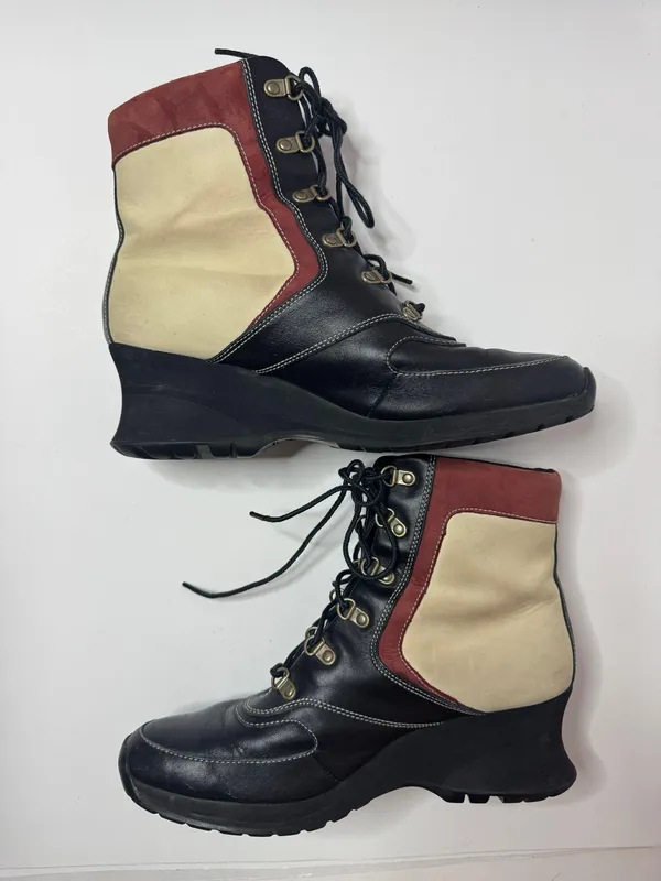 Timberland Tri-Color Nubuck Leather Boots Size 8M - Image 5