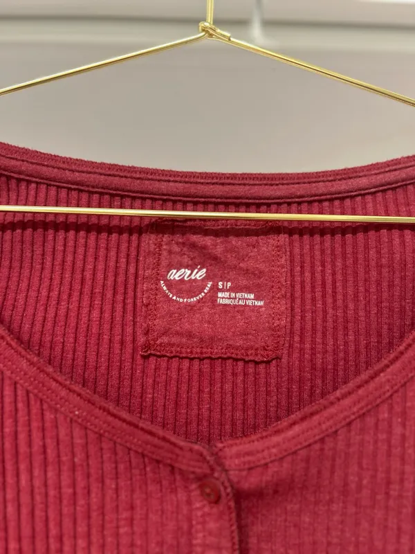 Aerie Henley Long Sleeve Ribbed Top - Image 2