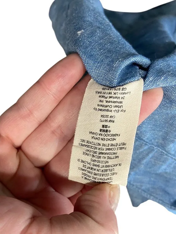 Free People Show Me Some Shoulder Chambray Top Blue Size L Minimalist Boho Beach - Image 5