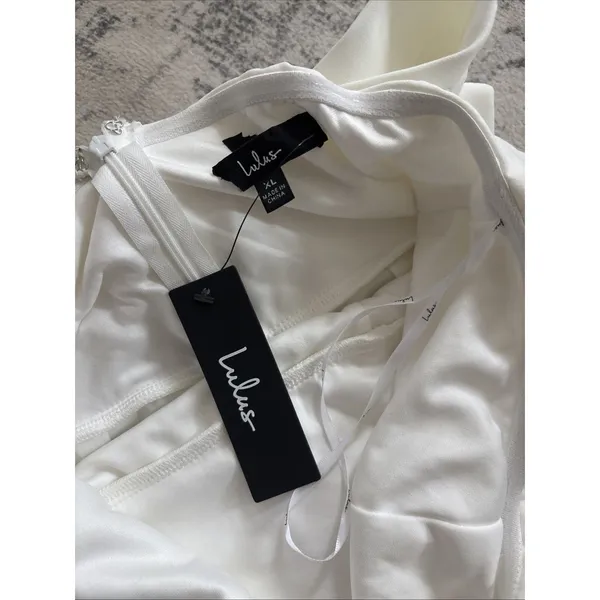 Lulus Fabulous Phenomenon White Strapless Bow Midi Dress Size XL Bridal Zip - Image 9
