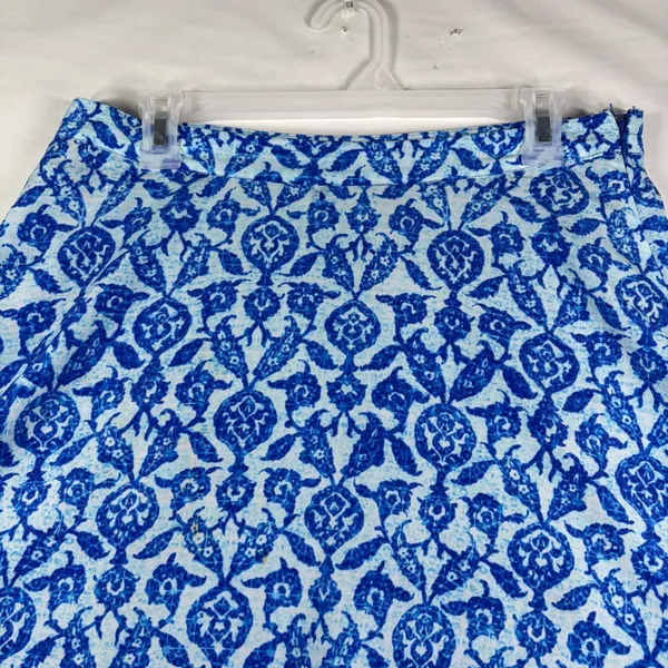 Michael Michael‎ Kors Blue White Paisley Damask A-Line Mini Skirt Size 6 - Image 3