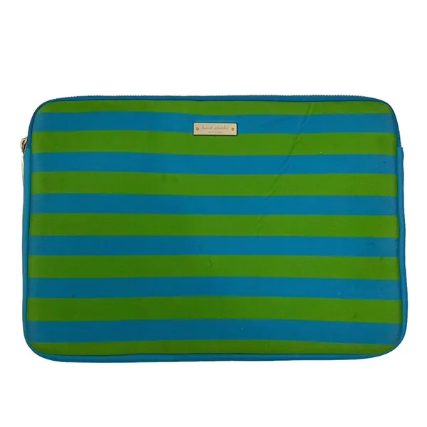 Kate Spade 12.5" Laptop Sleeve Blue Green Striped Neoprene Tech Case Bag Pouch - Image 2