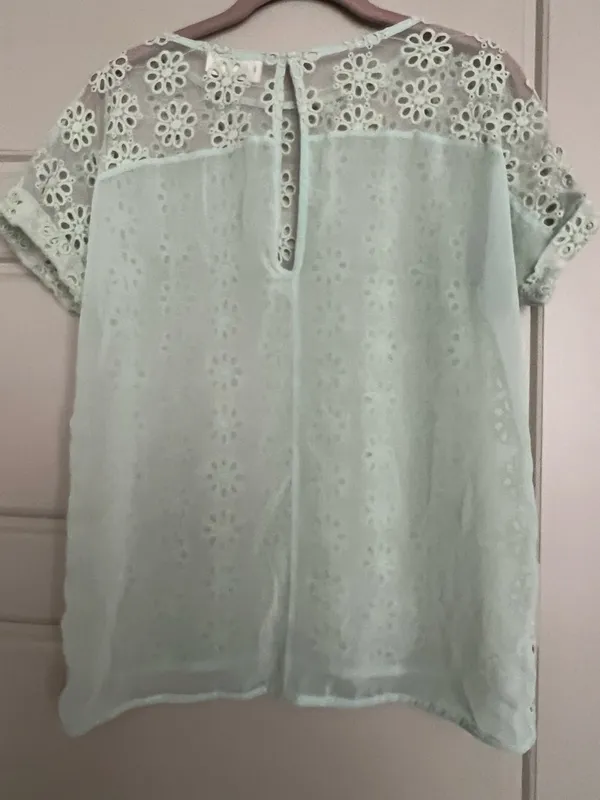 Zara Mint Eyelet Short Sleeve Top - Image 2
