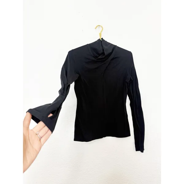 Lululemon Ethereal Long Sleeve Top Black Wrap Turtleneck Lightweight Stretch - Image 7