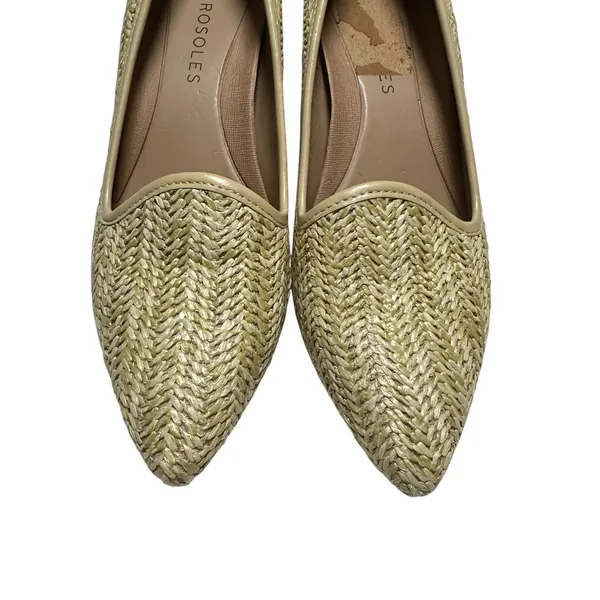 Aerosoles Women's Raffia Woven Kitten Heel Pumps Pointed Toe Natural Beige 8M‎ - Image 4