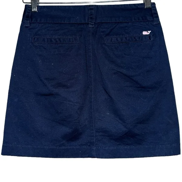 Vineyard Vines Women’s Size 0 Navy Blue Cotton Twill Mini Skirt - Image 2