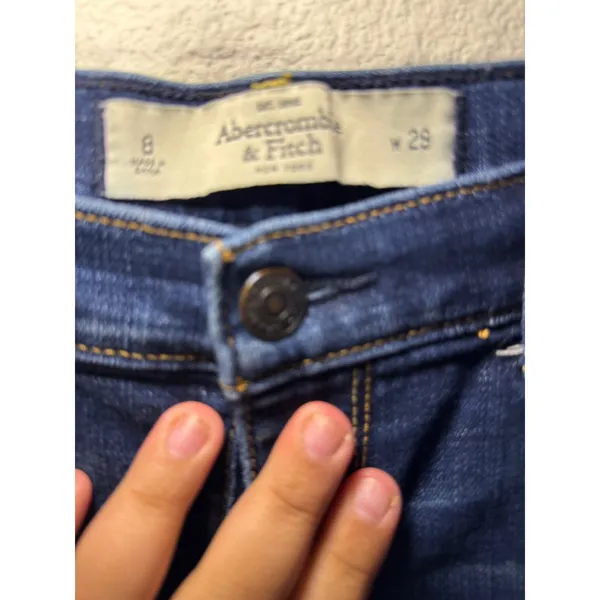 Abercrombie & Fitch Womens 8 W29 Dark Wash Denim Shorts Y2K Frayed Raw Hem - Image 3