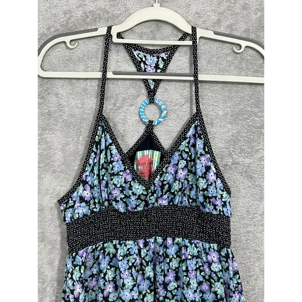 Free People Tank Top Size Small Blue Floral Babydoll Beachy Coastal Summer - Image 2