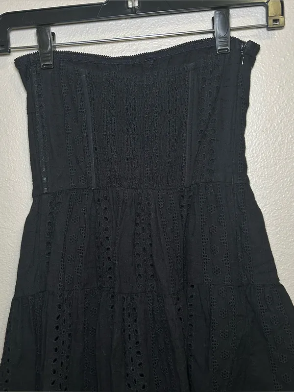 Edikted Liora Black Cotton Lace Tiered Strapless Mini Dress Women’s Size Small - Image 6