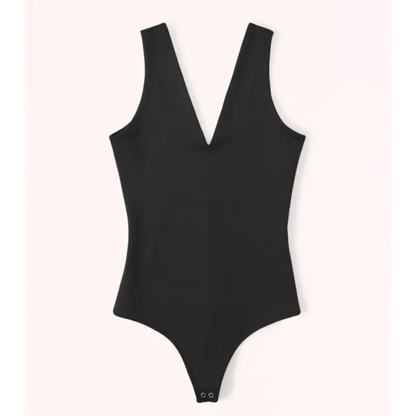 ✨Abercrombie & Fitch Seamless Fabric V- Neck Black Sz Large Bodysuit✨ - Image 5