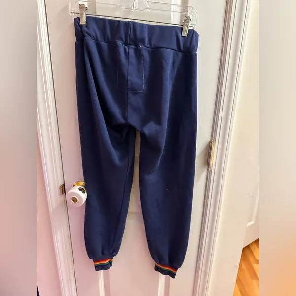 Aviator Nation Aviation, navy sweatpants rainbow Cuff - Image 2