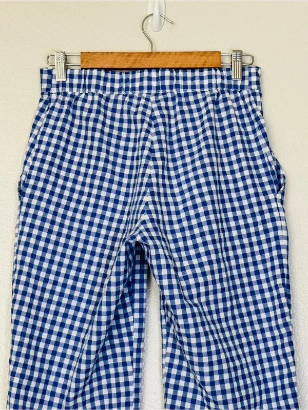 Sonderhaus Perfect Pants Blue & White Gingham Relaxed Fit Cotton Pants Size XS - Image 9