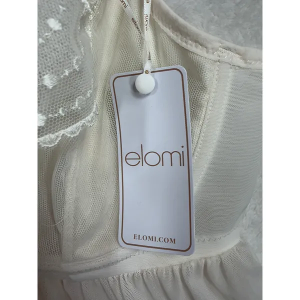Elomi 36DDD Priya Babydoll Chemise Lace Mesh Ruffle Crystal Ivory EL4551VAA - Image 5