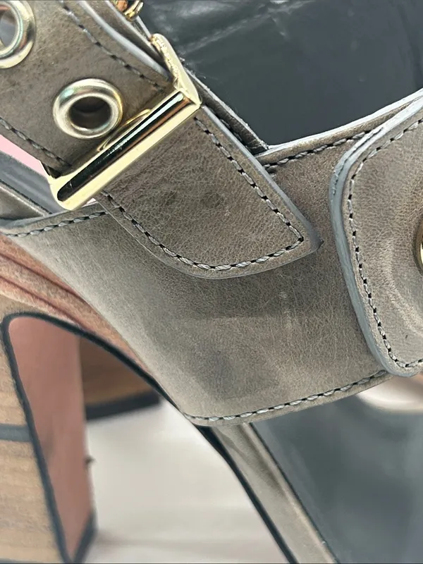 Fendi Auth Taupe Leather Block Heel Slingback Sandals Shoes **Size 37/US 7**🔥🔥 - Image 13
